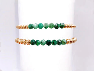 Emerald Gold Filled Bead Bracelet