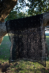 Embroidered & Sequin Shawl Black